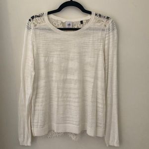 Cabi Sweater Sophia Lace Back Long Sleeve M